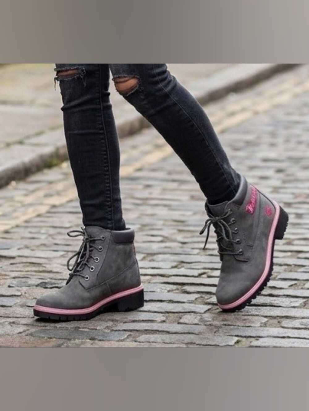 Timberland Waterproof Boots Grey Pink Nubuck 18373 Sz 7.5M